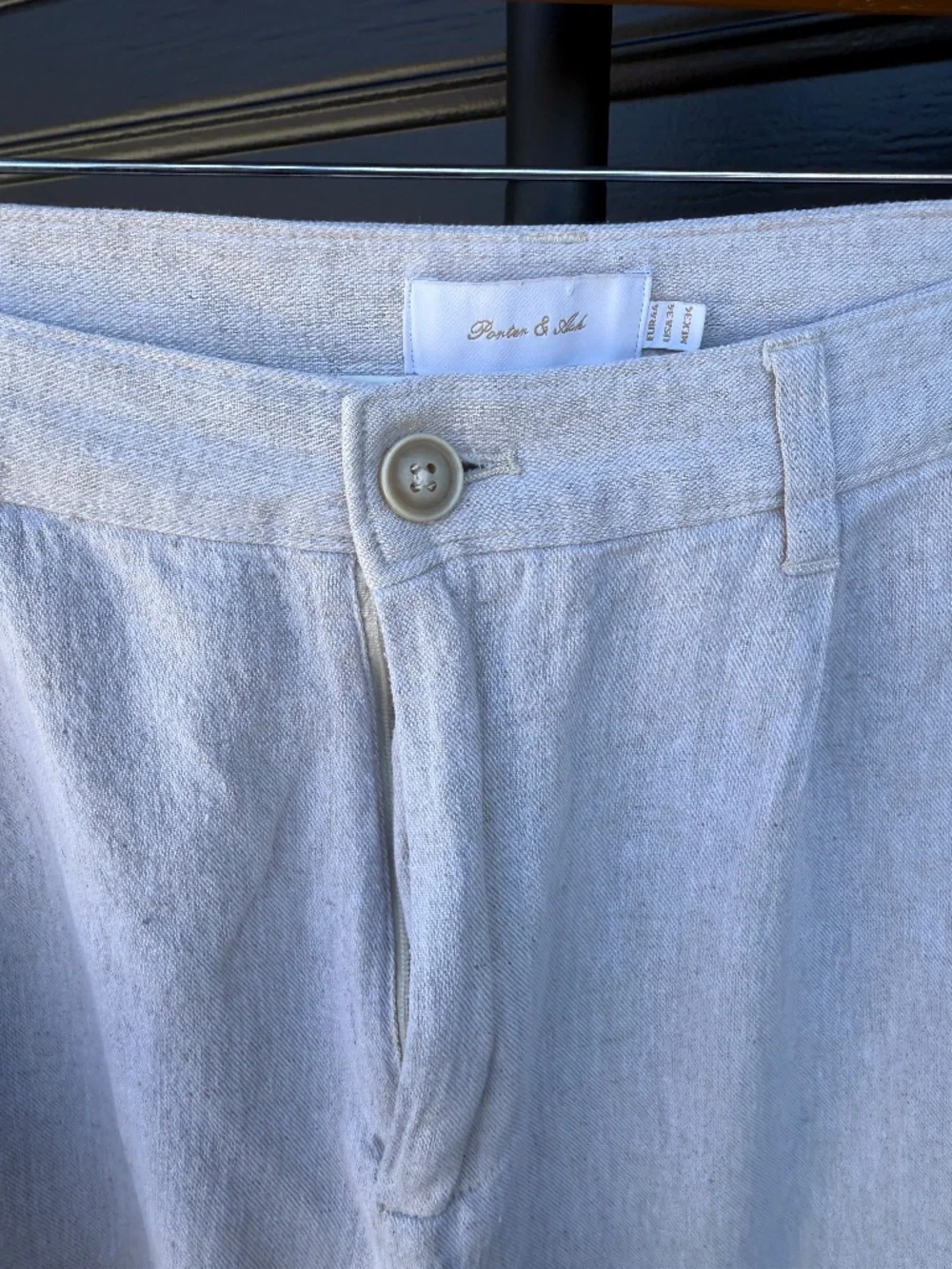 Used! Men's Porter & Ash Linen Blend Pants Size 34 Oatmeal Beige Casual Trousers